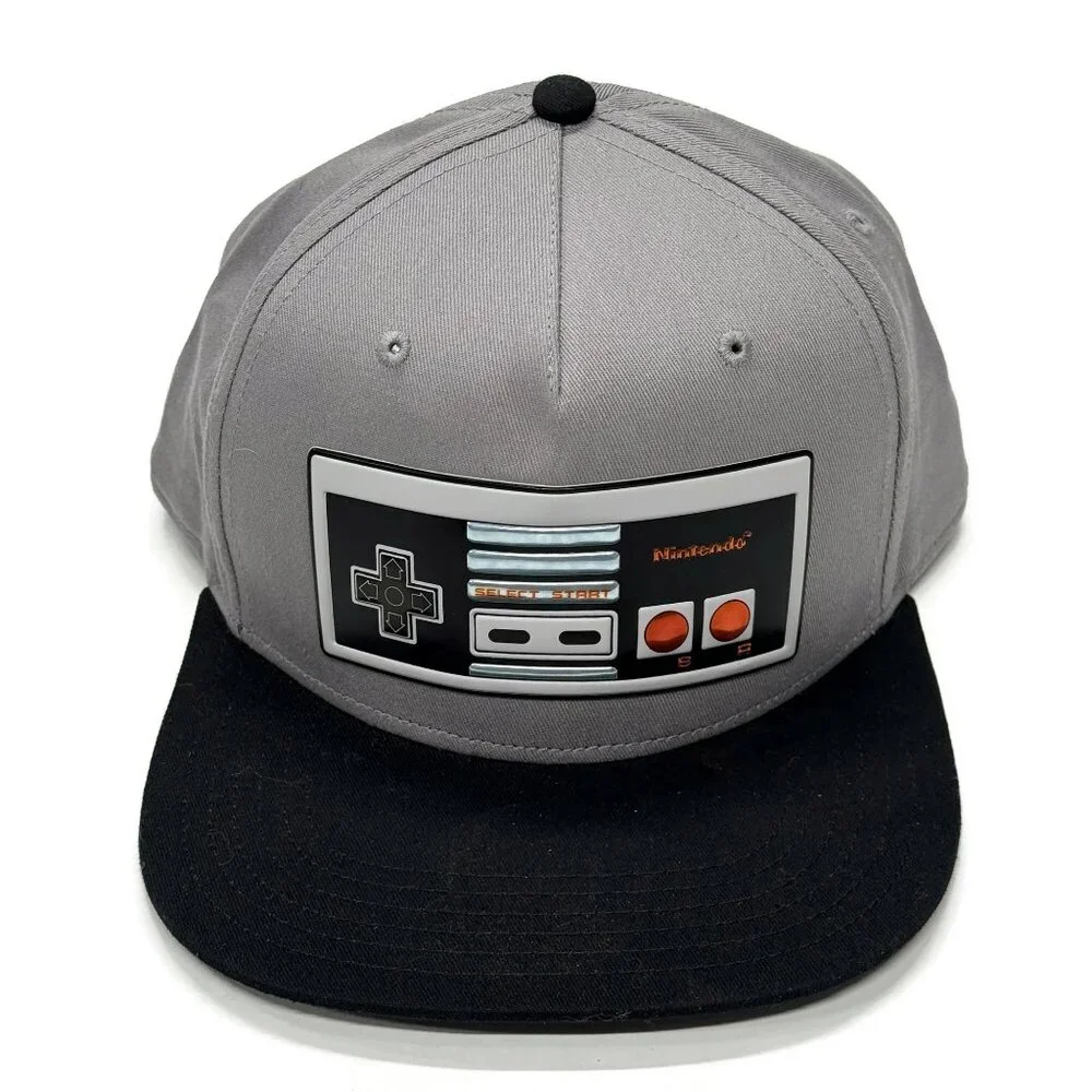 Nintendo‎ NES SnapBack Hat Controller Gray Black Cap Mens Adult